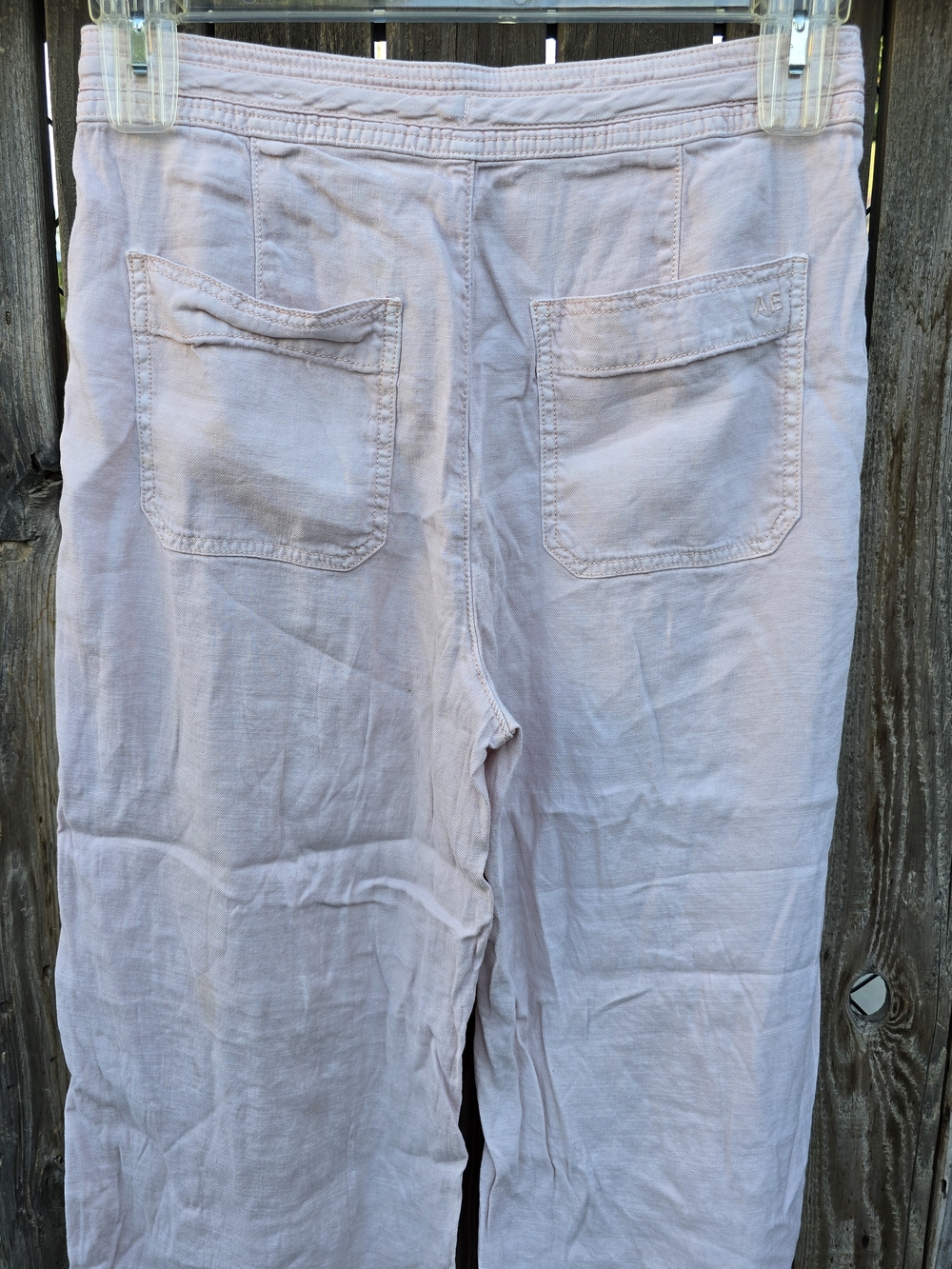 American Eagle Light Pink Drawstring Wide Leg Linen Pants Size 6 - Picture 11 of 14